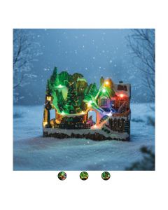 Villaggio natalizio con musica, movimento e 13 led 23x15x18 cm, Santa's House