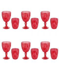 Set bicchieri acqua e calici vino da 12 pezzi, Elizabeth Red Sibilla