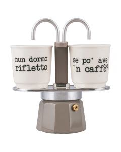 Set caffettiera con doppio erogatore e 2 tazze in gres, S.P.Q.eRe