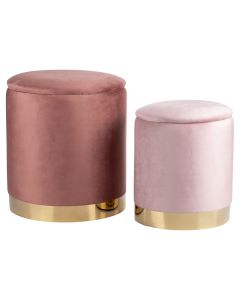 Set 2 pouf contenitore in tessuto effetto velluto, Sibilla