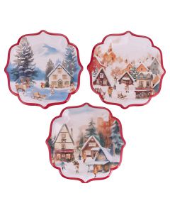 Set 15 piatti monouso, Winter Village
