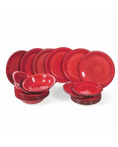 Servizio piatti 18 pezzi in stoneware dipinto a mano