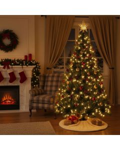 Albero di Natale 800 rami effetto aghi di pino h. 215 cm con pigne naturali, Helsinki Santa's House