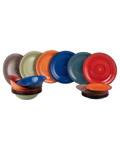 Servizio piatti 18 pezzi in gres dipinto a mano, Bi-Cancun