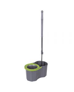 Super Mop rotante 16 l, tubo estensibile fino a 110 cm, grigio e verde
