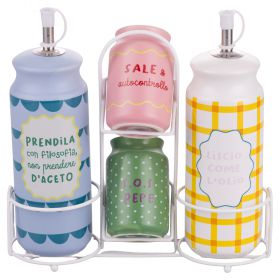 Set olio, aceto, sale e pepe in gres, More Amor