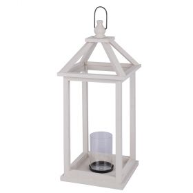 Lanterna decorativa grande in legno h. 54 cm, sabbia, 4 Toni