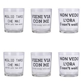 Set 6 bicchieri acqua 270 ml con scritta, Moods Sibilla