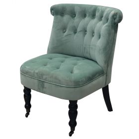 Poltrona salotto con ruote design vintage, verde salvia, Sibilla