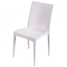Sedia in plastica PP effetto rattan, bianco, New Magic Esté