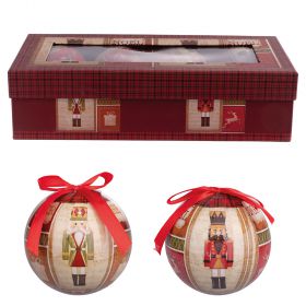 Set 7 palle natalizie con fiocco, decoro schiaccianoci, Santa's House