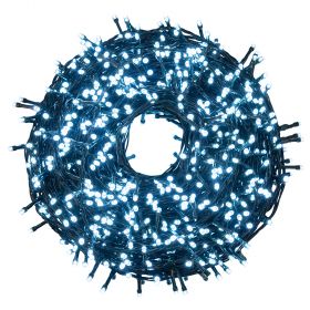 Filo 1000 led bianco freddo, 49,95 m, uso esterno, 8 giochi luce, Santa's House