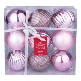Set 9 palle di Natale rosa assortite Ø 10 cm, Santa's House