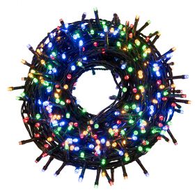 Filo 500 led multicolor 22,5 m, uso esterno, 8 giochi luce, Santa's House