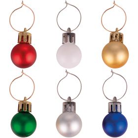 Set 6 segna bicchieri matt per calici e flûte, oro, Xmas Charms