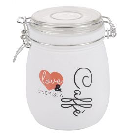Barattolo caffè 800 ml in vetro bianco, Love and