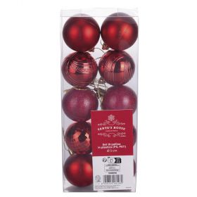 Set 10 palle di Natale rosse assortite Ø 5 cm, Santa's House
