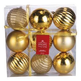 Set 9 palle di Natale oro assortite Ø 10 cm, Santa's House