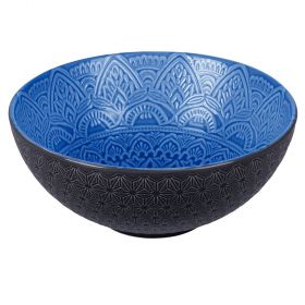 Insalatiera Ø25 cm in gres smaltato, grigio scuro e blu, Baku