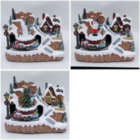 Villaggio natalizio con musica, movimento e 13 led 23x15x18 cm, Santa's House