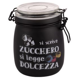 Barattolo zucchero 800 ml in vetro, Si scrive si legge SìChef