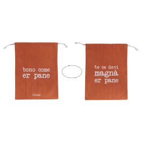 Sacchetto pane in cotone con laccetto, double face, ruggine, S.P.Q.eRe