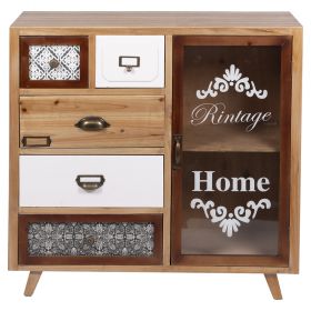Mobile in legno, 5 cassetti e 1 anta, 80x36,5x78 cm, Rintage Sibilla