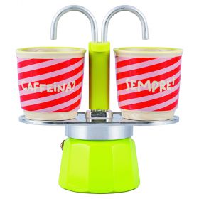 Set caffettiera con doppio erogatore e 2 tazze in gres, More Amor