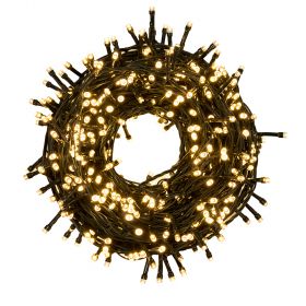 Filo 500 led bianco caldo 22,5 m, uso esterno, 8 giochi luce, Santa's House