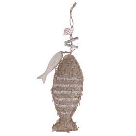 Pesce decorativo in legno e juta