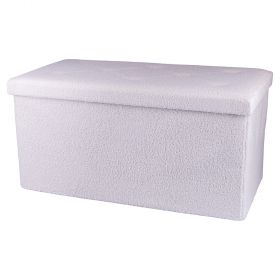 Panca contenitore multiuso effetto teddy, bianco, Sibilla