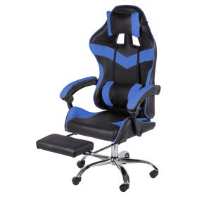 Poltrona gaming high quality con ruote e poggiapiedi integrato, blu