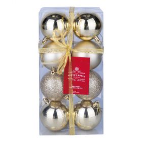 Set 8 palle di Natale champagne assortite Ø 7 cm, Santa's House