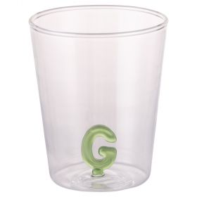 Bicchiere 420 ml in vetro borosilicato, lettera G interna in 3D, Monogram