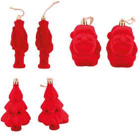 Set 2 appendini di Natale rossi effetto velluto, Santa's House