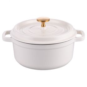 Casseruola con coperchio 24 cm in ghisa smaltata, induzione, bianco, Radici Vaniglia