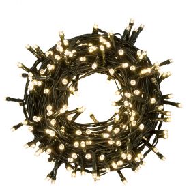 Filo 300 led bianco caldo 13,5 m, uso esterno, 8 giochi luce, Santa's House