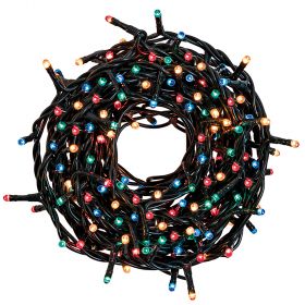 Filo 1000 led multicolor, 49,95 m, uso esterno, 8 giochi luce, Santa's House