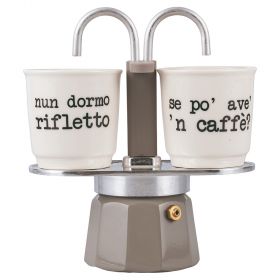 Set caffettiera con doppio erogatore e 2 tazze in gres, S.P.Q.eRe
