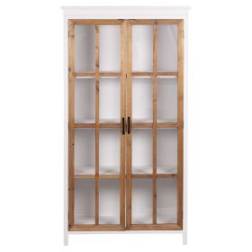 Vetrinetta in legno 4 ripiani, 2 ante in vetro, 82x35x158 cm, Sibilla