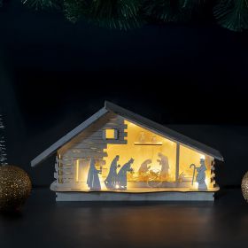 Natività led con capanna in legno, Natural Xmas