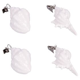 Set 4 pesi fermatovaglia in ceramica, bianco, Ocean