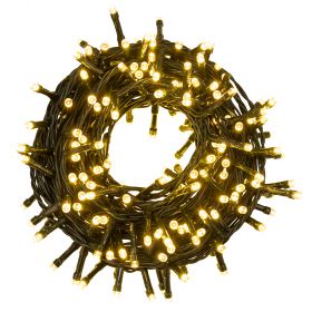 Filo 240 led bianco caldo 10,8 m, uso esterno, 8 giochi luce, Santa's House