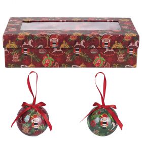 Set 7 palle natalizie con fiocco, decoro schiaccianoci, Santa's House