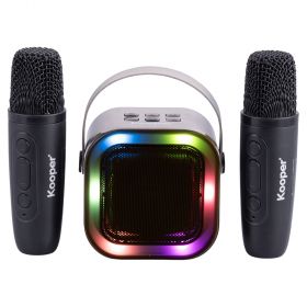 Mini cassa karaoke portatile RGB, 2 microfoni wireless, Kooper