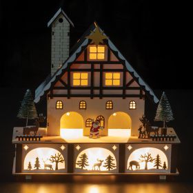 Casetta natalizia in legno con led,  27x10x27cm, Santa's House