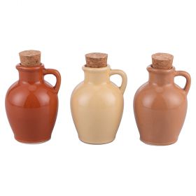 Anfora mini oliera 95 ml in ceramica e sughero, Chocolate