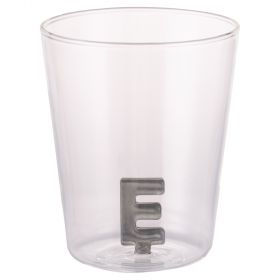 Bicchiere 420 ml in vetro borosilicato, lettera E interna in 3D, Monogram