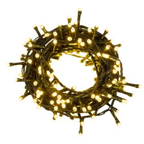 Filo 180 led bianco caldo 8 m, uso esterno, 8 giochi luce, Santa's House