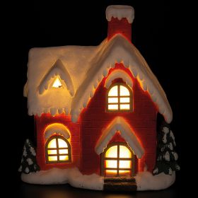 Casetta natalizia in poliresina 33x34xh. 38 cm con led e musica, Santa's House